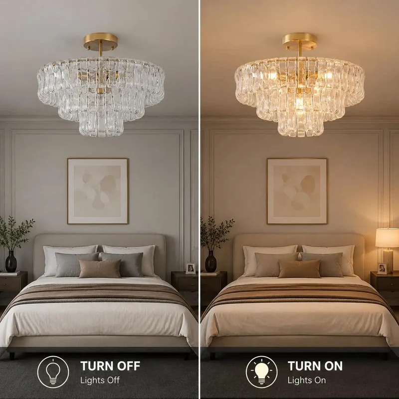 Sleek Modern Ceiling Pendant Light With Polished Steel And Clear Glass Shade For Living Room And Dining Area Led Flush Mount Fixture Delivering Fresh Ambient Vibes That Level Up Your Entire Home Setup