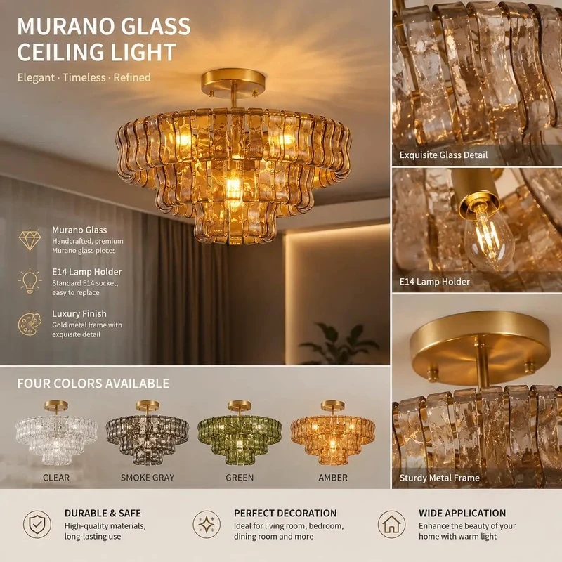 Sleek Modern Ceiling Pendant Light With Polished Steel And Clear Glass Shade For Living Room And Dining Area Led Flush Mount Fixture Delivering Fresh Ambient Vibes That Level Up Your Entire Home Setup