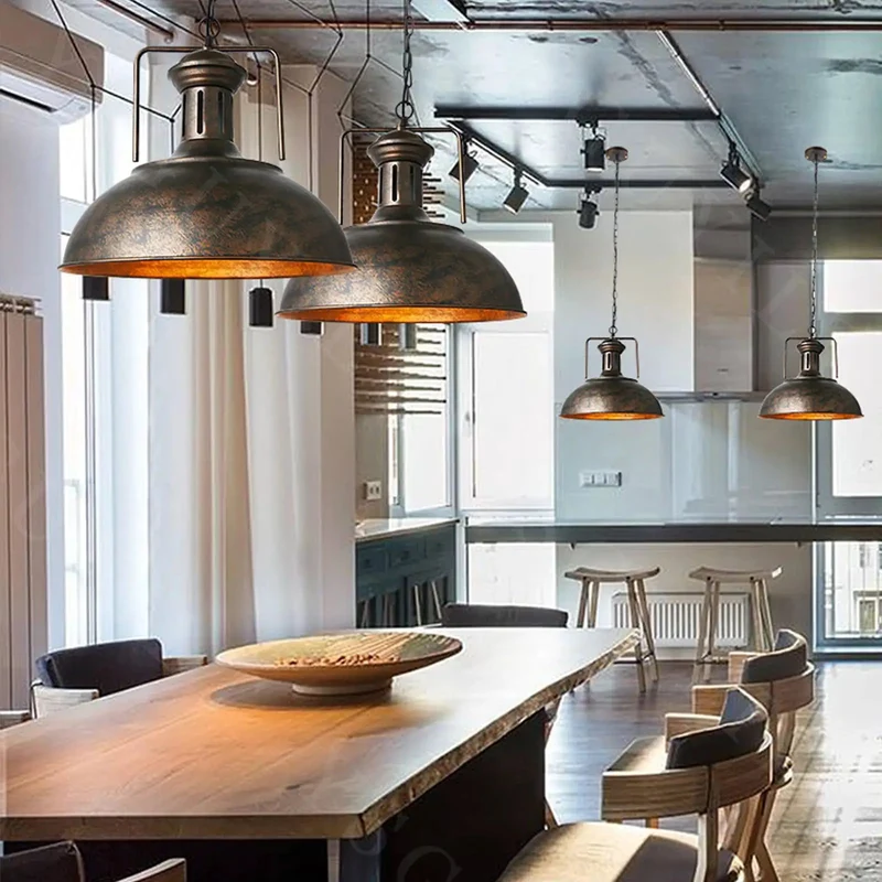 Heavy Duty Vintage Industrial Pendant Light With E26 Socket And Rust Finished Wrought Iron Body For Farmhouse Kitchen Island Spaces Built Damn Tough With A Killer Retro Vibe No Bulb Needed