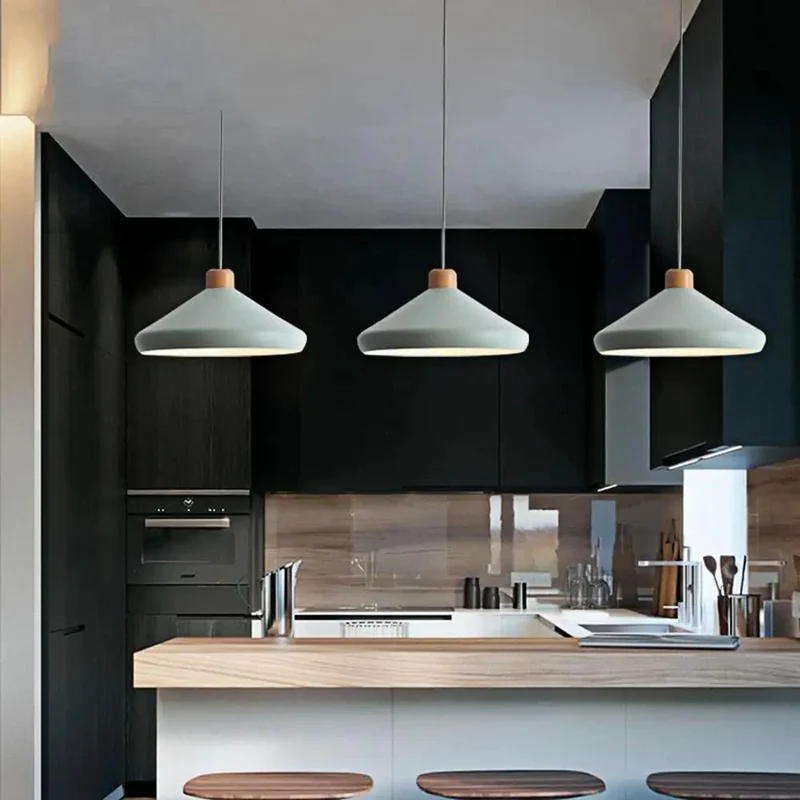 Adjustable Nordic Industrial Pendant Light With Hella Smooth Hammered Metal And Tough Rubber Wood Accents For Kitchen Island Or Dining Room Setups E26 Ceiling Fixture Zero Stress Hang In Matte White