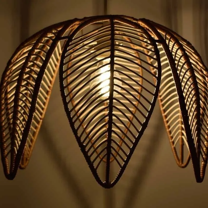 Suspension luminaire en rotin bohème Salon