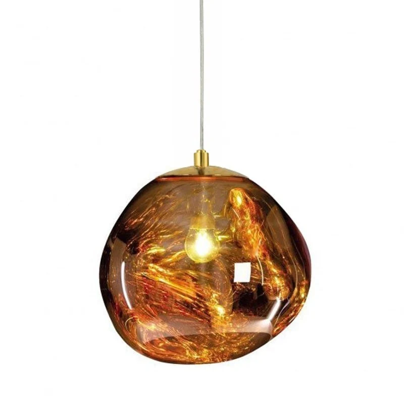 Suspension design verre doré fumé pour Salon