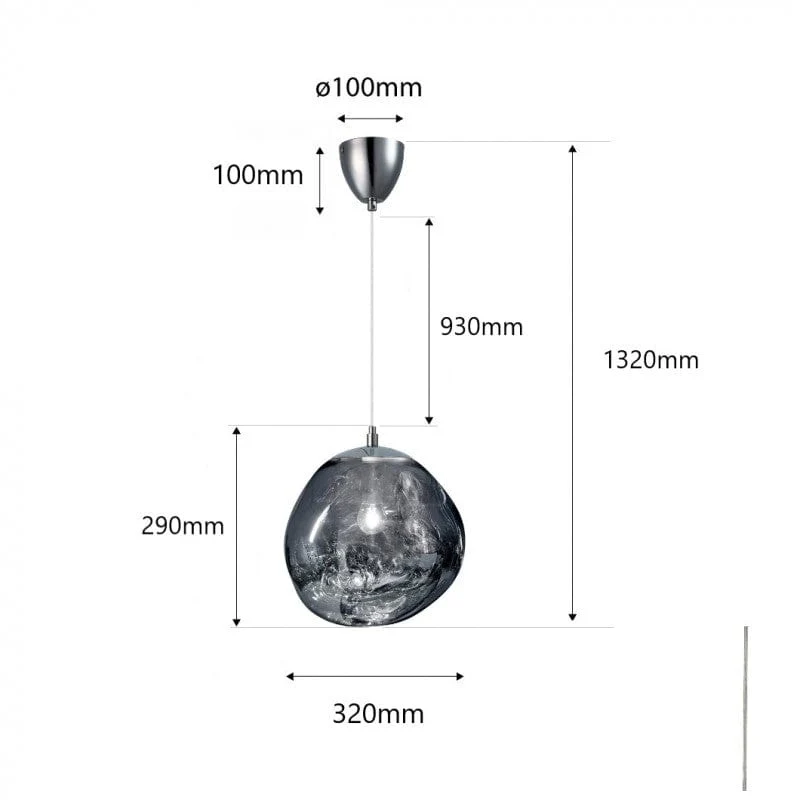 Suspension design verre doré fumé pour Salon