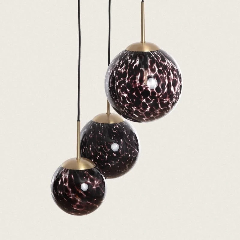 Suspension Métal et Verre Noir Salon