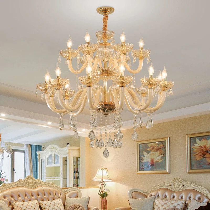 Lustre doré luxe en verre Salle a Manger