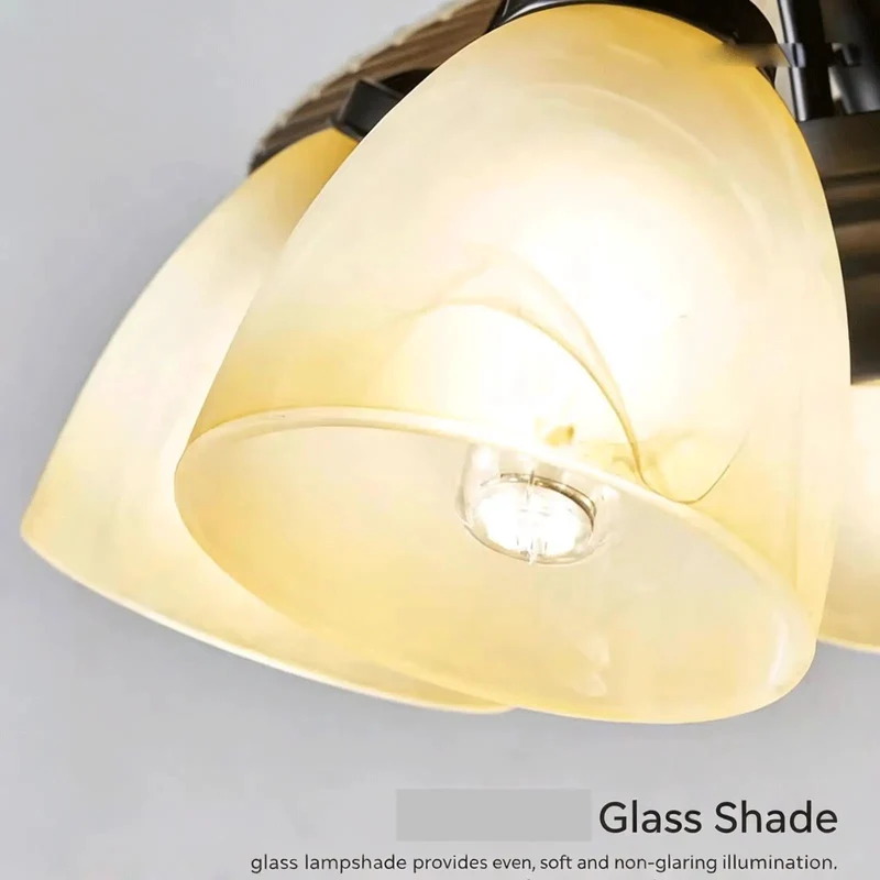Sleek Glass Ceiling Fan With Bright Integrated Light, 45 To 52 Inch Smooth Adjustable Airflow For Chill Vibes, Tough As Nails Scratch Resistant Shade That Wipes Down No Sweat And Looks Straight Fire In Any Room