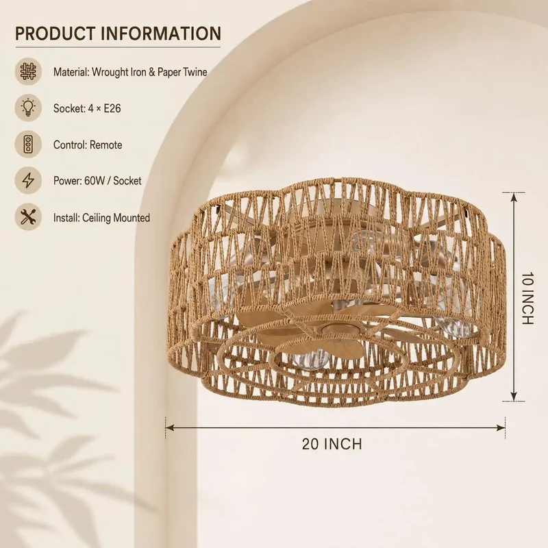 Boho Caged Ceiling Fan Rgb Led Lights Bedroom Living Room Adjustable Speed Dimmable Ambient Glow Vibe Check Decorative Home Fixtures Yellow Twines Kickin Airflow