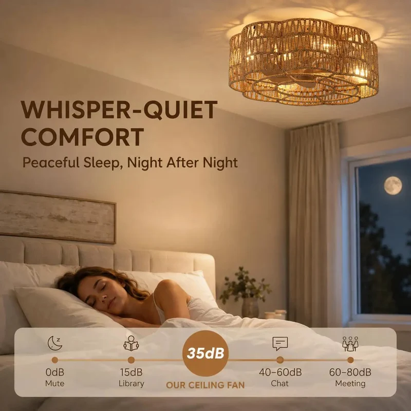 Boho Caged Ceiling Fan Rgb Led Lights Bedroom Living Room Adjustable Speed Dimmable Ambient Glow Vibe Check Decorative Home Fixtures Yellow Twines Kickin Airflow