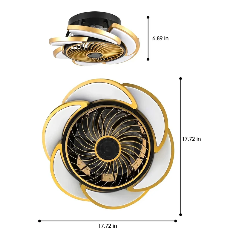 Swank 17 Inch Bladeless Ceiling Fan Light Kit With Remote Control 6 Speeds Enclosed Blade Design Low Profile Safe For Nurseries And Playrooms Sleek Gold Finish Fresh Airstream For Modern Decor
