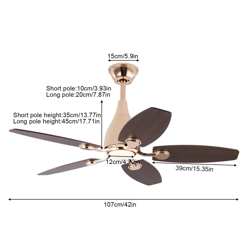 Modern Ceiling Fan With Built In Led Light And Handheld Switch 5 Blades Heavy Duty Iron Rig With Top Shelf Durability Solid As Rock For Living Room And Bedroom Spaces