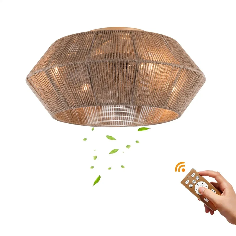 Rattan Ceiling Fan With Low Profile Flush Mount And Hidden Blades For Bedroom And Living Room Delivering Super Chill Airflow And Built Damn Tough Craftsmanship For Modern Homes