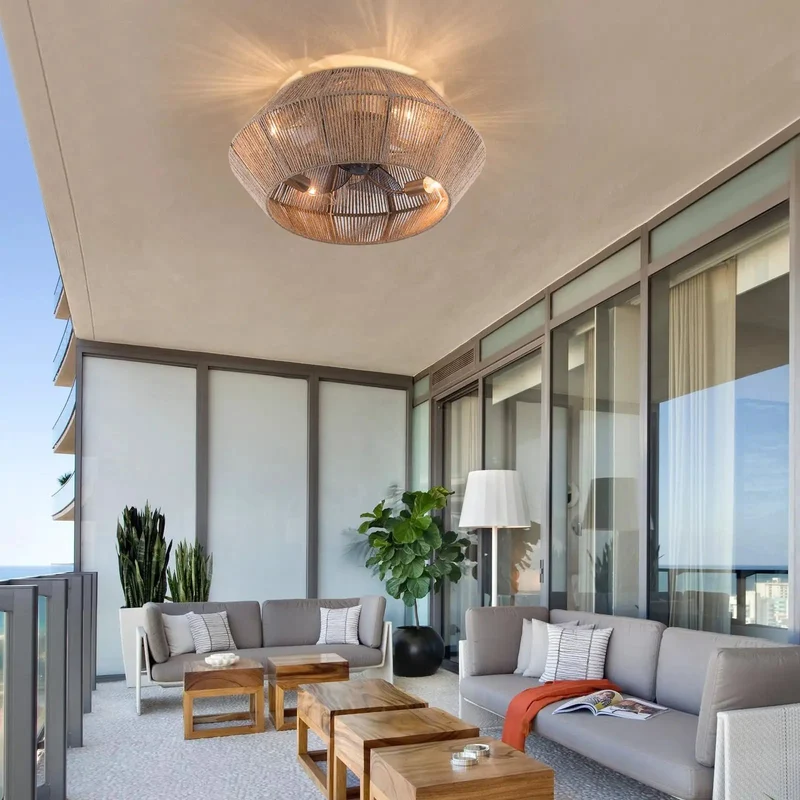 Rattan Ceiling Fan With Low Profile Flush Mount And Hidden Blades For Bedroom And Living Room Delivering Super Chill Airflow And Built Damn Tough Craftsmanship For Modern Homes
