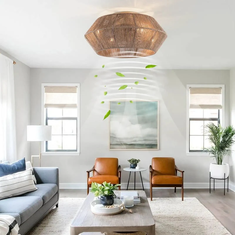 Rattan Ceiling Fan With Low Profile Flush Mount And Hidden Blades For Bedroom And Living Room Delivering Super Chill Airflow And Built Damn Tough Craftsmanship For Modern Homes