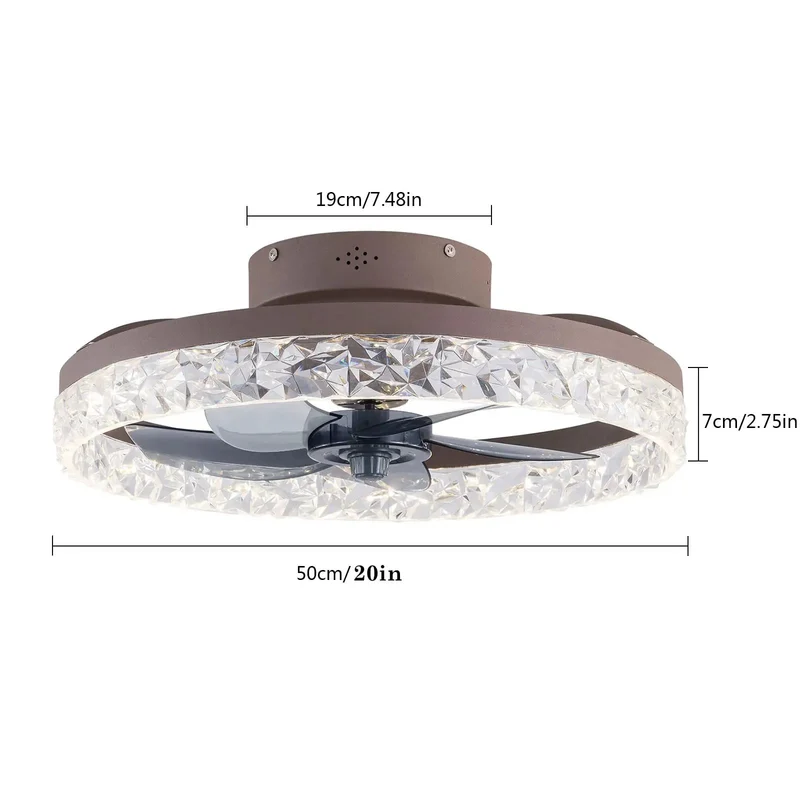 Modern 20 Inch Ceiling Fan With Light And Handheld Remote Featuring Hella Adjustable 6 Speeds For Breezy Cooling Rock Solid Build From Iron And Acrylic Creates Sleek Look That Slays Any Room