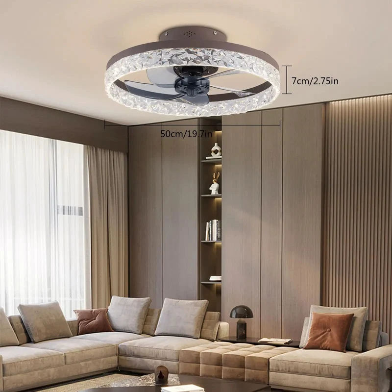 Modern 20 Inch Ceiling Fan With Light And Handheld Remote Featuring Hella Adjustable 6 Speeds For Breezy Cooling Rock Solid Build From Iron And Acrylic Creates Sleek Look That Slays Any Room