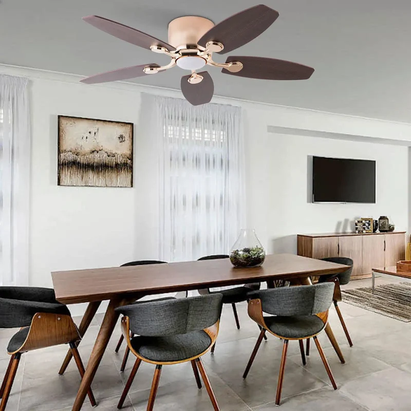 42 Inch Indoor Ceiling Fan With Led Light And Handheld Controller Ultra Quiet Pure Copper Motor Three Adjustable Color Temperature Levels For Ultimate Nighttime Lounge And Straight Up Chill Vibes