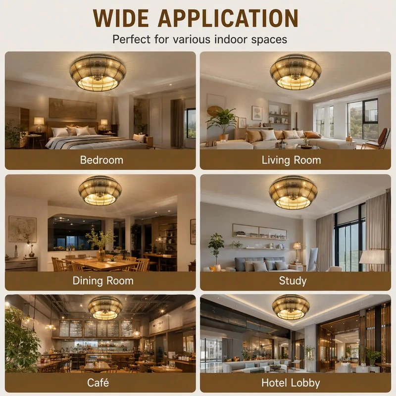 19 Inch Boho Caged Ceiling Fan Packed With Sleek Hidden Blades And Sturdy Iron Build Featuring Led Light Kit 6 Speed Remote For Zero Sweat Flush Mount Breezes