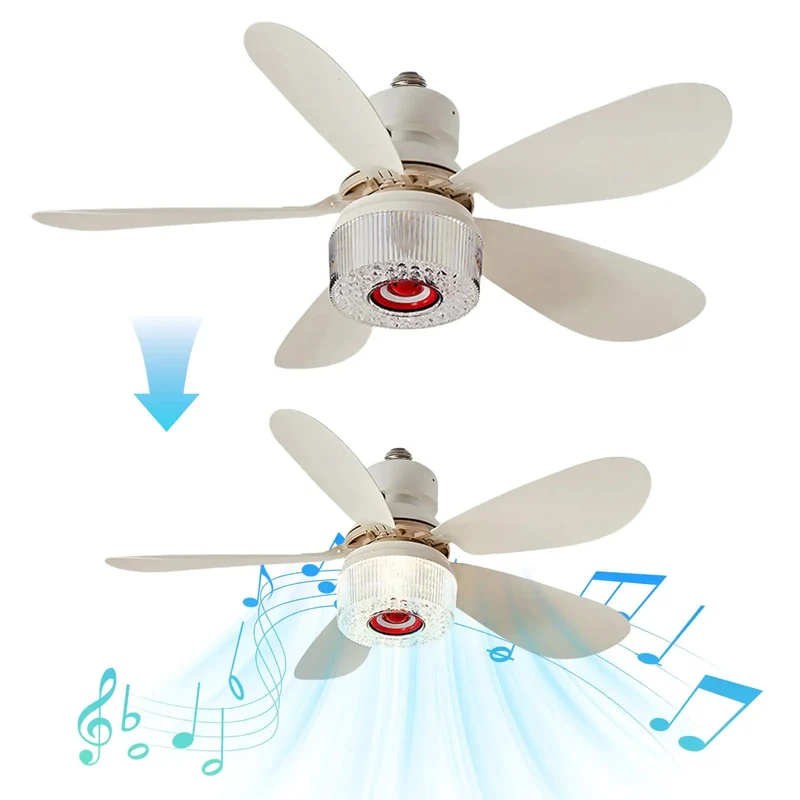 3 In 1 LED Smart Ceiling Fan Light With 40W White Finish Built In Bluetooth Speaker Remote And RGB Music Sync For Kickback Vibes And Smooth Airflow Indoors