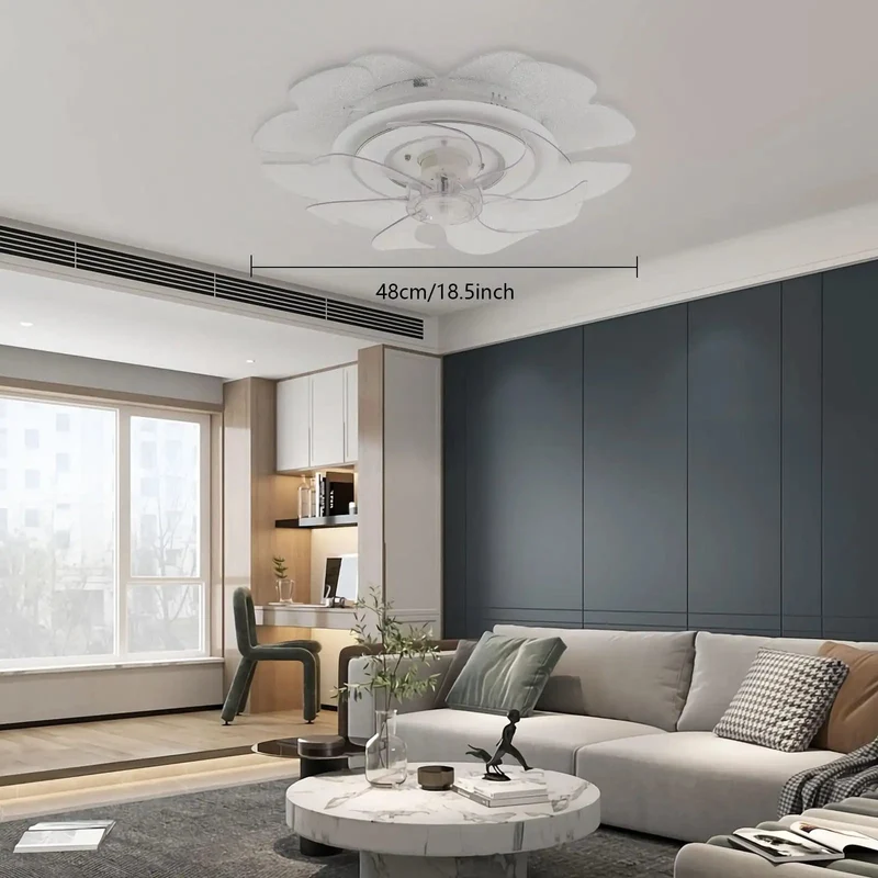 Indoor Ceiling Fan With Light 18.5 Inch, Slick App Controlled Build With Sturdy Acrylic Shade, Six Airflow Levels For Smooth Home Cooling And Sharp Modern Decor