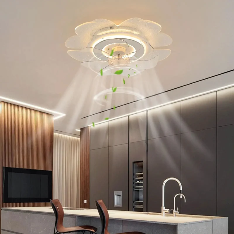 Indoor Ceiling Fan With Light 18.5 Inch, Slick App Controlled Build With Sturdy Acrylic Shade, Six Airflow Levels For Smooth Home Cooling And Sharp Modern Decor
