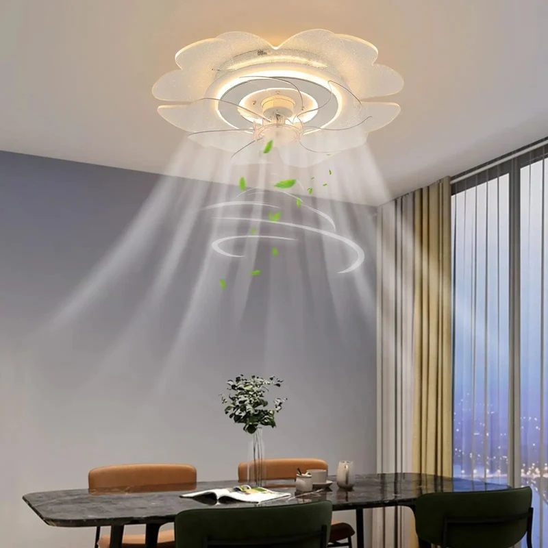 Lowkey Silent Smart Ceiling Fan Featuring Pure Copper Motor And Six Adjustable Speeds For Smooth Airflow Comes With Bright Led Light And Sleek Acrylic Blades Perfect For Chill Vibe Bedrooms Or Lounge Areas
