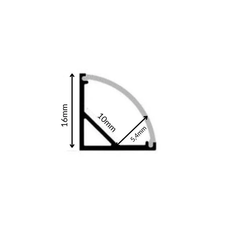 Profilé Aluminium Angle 2m pour Ruban LED Couvercle Blanc Opaque
