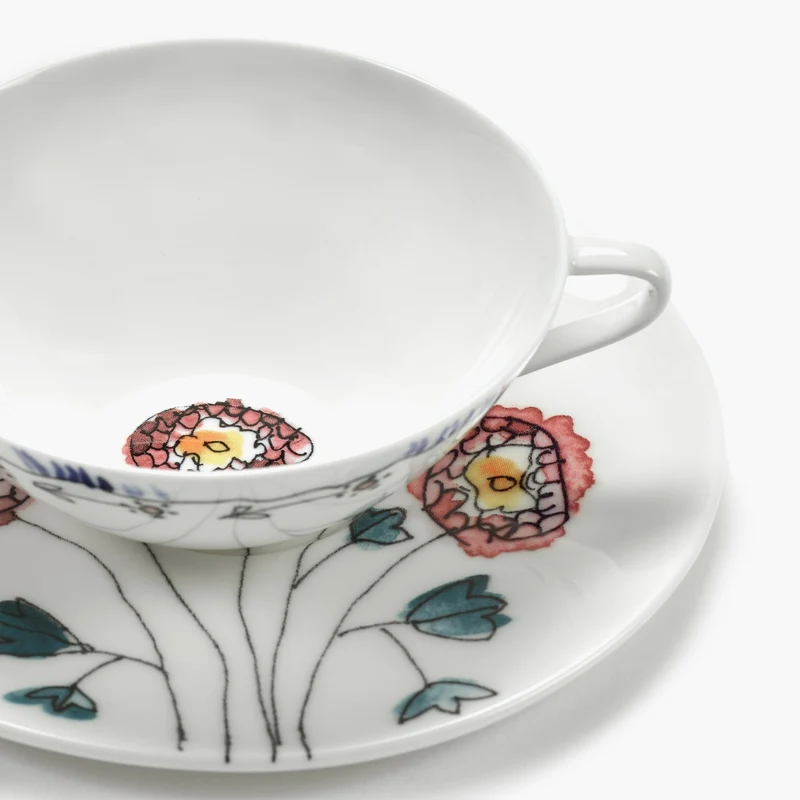 Serax Midnight Flowers Coffee Cup Low with Saucer