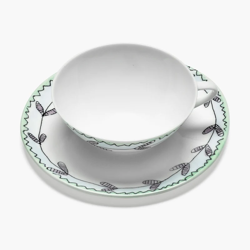 Serax Midnight Flowers Coffee Cup Low with Saucer