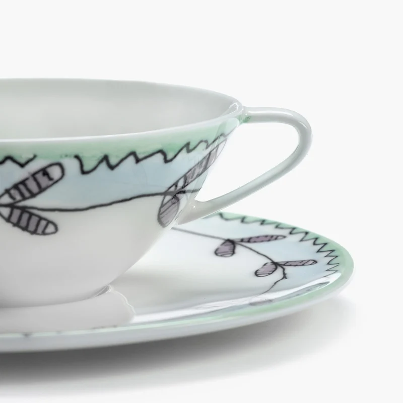 Serax Midnight Flowers Coffee Cup Low with Saucer