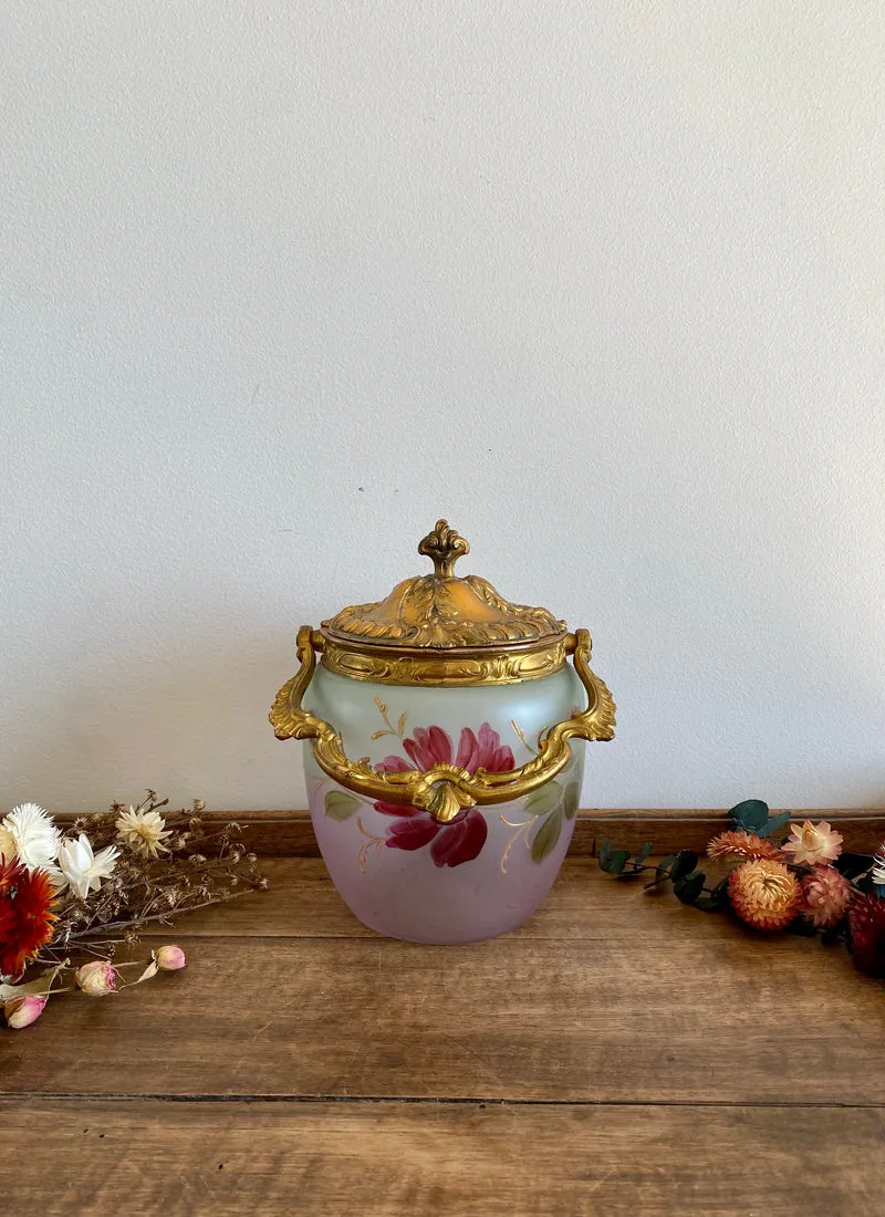Pot à biscuit couvercle en régule Art Deco