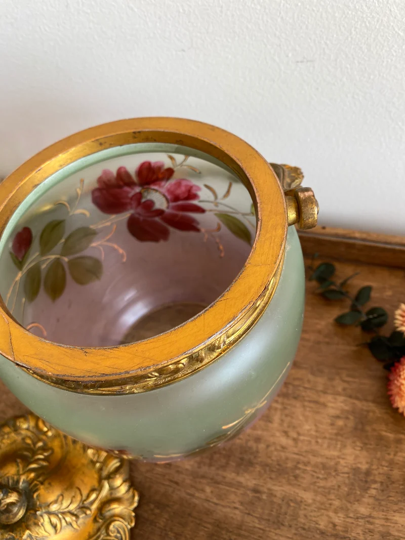 Pot à biscuit couvercle en régule Art Deco