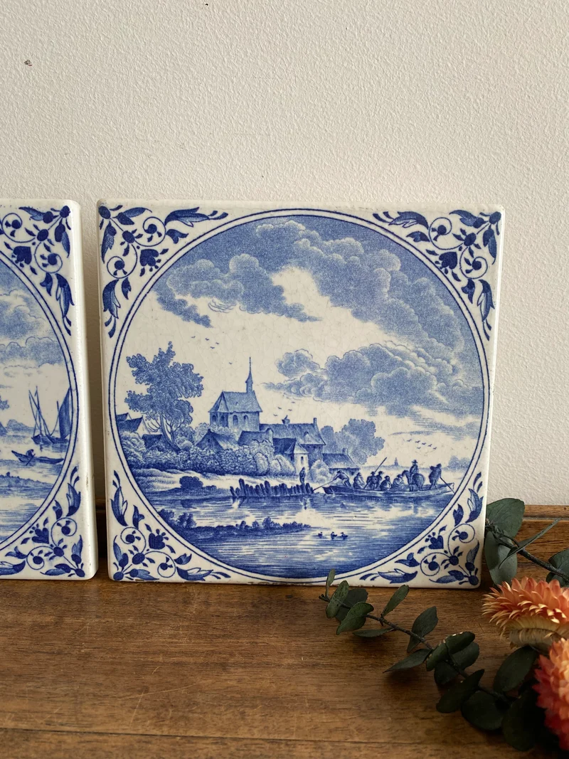 Carreaux en céramique dessous de plats style Delft