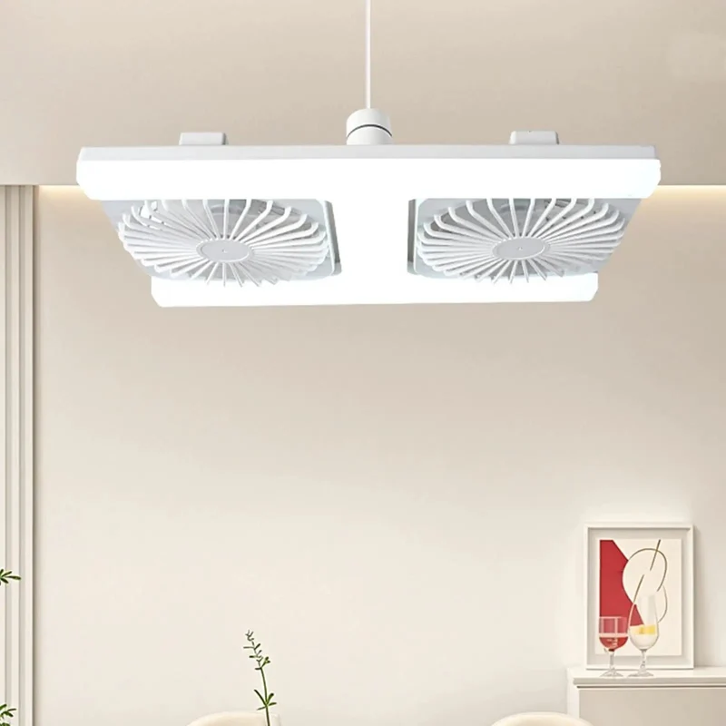 Slick Double Head Ceiling Fan With E27 Screw Base And Built In Light Solid Cooling Vibes For Living Rooms Sweet Remote Operation Small Fan With Adjustable Speed