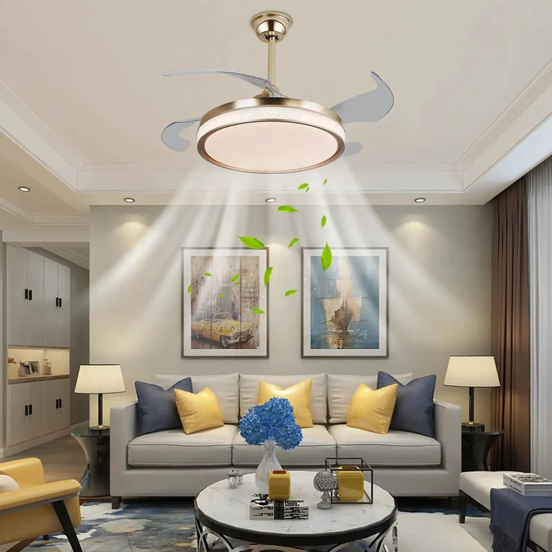 Modern Gold Ceiling Fan With Dimmable Light And Smooth Acrylic Shade Three Adjustable Color Modes Six Super Quiet Speeds For Cozy Bedrooms Or Living Rooms