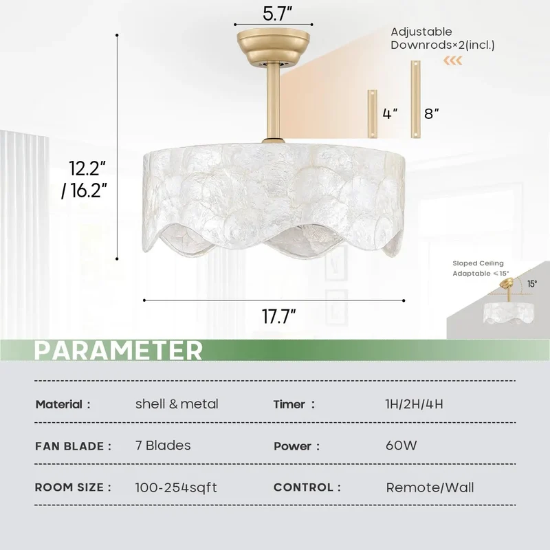 Boho Shell Caged Ceiling Fan With Adjustable Warm Light And Wireless Remote Six Speed Settings Solid Build Quality Next Level Airflow For Chic Bedroom Nesting