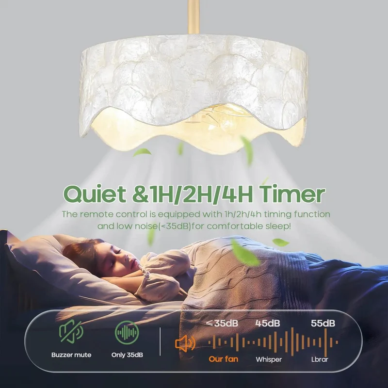 Boho Shell Caged Ceiling Fan With Adjustable Warm Light And Wireless Remote Six Speed Settings Solid Build Quality Next Level Airflow For Chic Bedroom Nesting