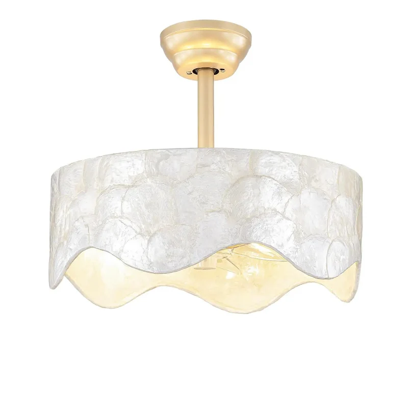 Boho Shell Caged Ceiling Fan With Adjustable Warm Light And Wireless Remote Six Speed Settings Solid Build Quality Next Level Airflow For Chic Bedroom Nesting