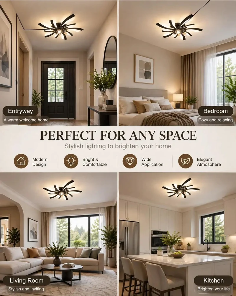 Slick Plug In Ceiling Fan With Integrated Lights And Remote Control Offering Straight Up Easy Hookup Low Profile Build And Three Sleek Finishes For Smooth Airflow And Chill Home Vibes