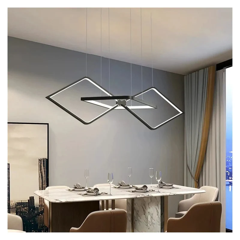Level Up Your Space With Badass Minimalist Led Pendant Light Dimmable Remote Control Aluminum Build Soft Silicone Strip Non Dazzling Glow Perfect For Dining Table Living Room Office Shop Black White L100Cm