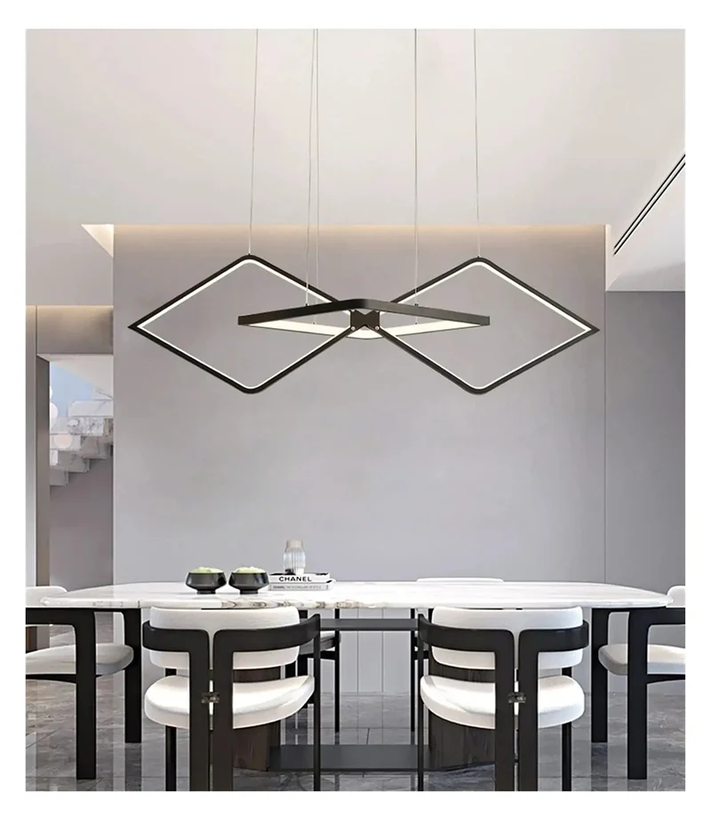 Level Up Your Space With Badass Minimalist Led Pendant Light Dimmable Remote Control Aluminum Build Soft Silicone Strip Non Dazzling Glow Perfect For Dining Table Living Room Office Shop Black White L100Cm