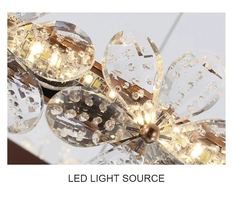 Gold LED Pendant Light With Solid Aluminum And Iron Frame For Living Room Bedroom Kitchen Featuring Nordic Crystal Design Cool White Tone Eye Protection Smooth Non Glare Lighting Built Different Real Deal Comfort For Modern Spaces