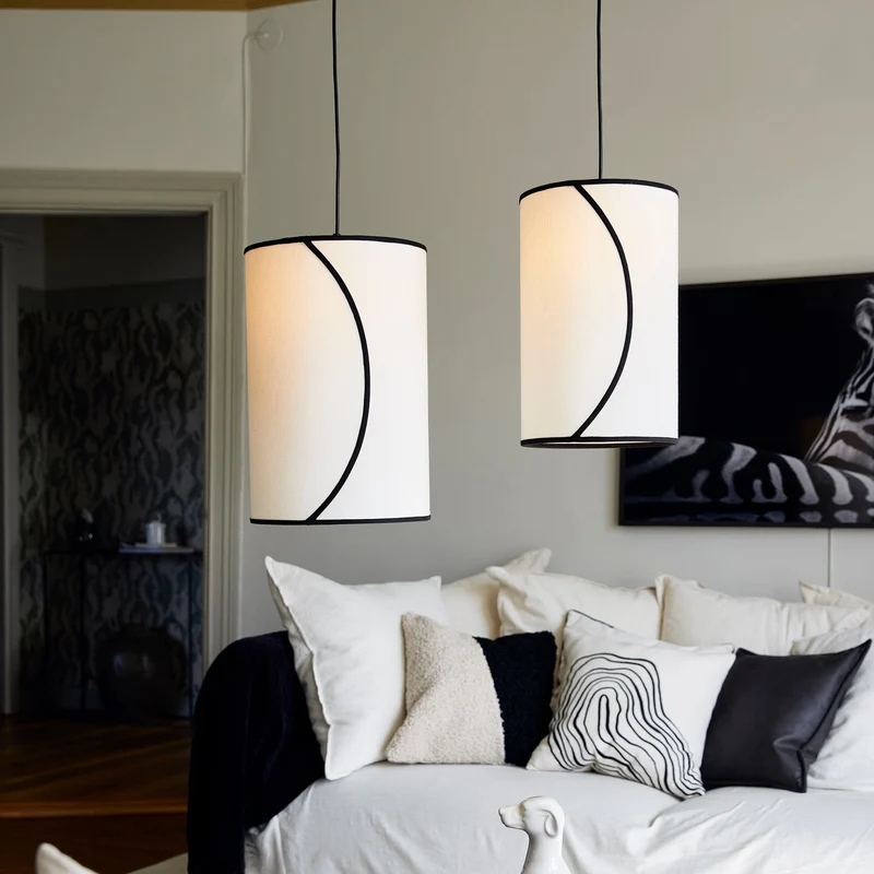 Suspension coton blanche et noire Salon