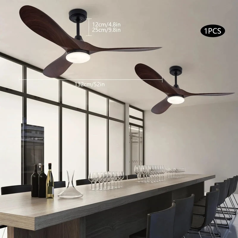 Hella Quiet Ceiling Fan With Slick Remote Control And Killer 48W Led Light Six Speeds Pure Copper Motor Easy Timer And Warm White Mood Lighting For Chill Nights And Smooth Performance