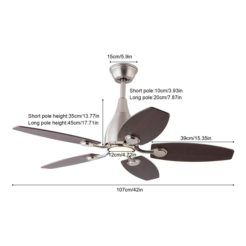 42 Inch Ceiling Fan With Heavy Duty Iron Frame And No Fuss Remote Control Featuring Five Slick Blades Plus Adjustable Led Lighting For Instant Room Vibes And Dependable Summer Cooling Comfort