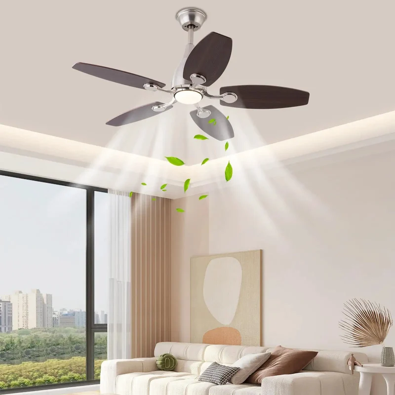 42 Inch Ceiling Fan With Heavy Duty Iron Frame And No Fuss Remote Control Featuring Five Slick Blades Plus Adjustable Led Lighting For Instant Room Vibes And Dependable Summer Cooling Comfort