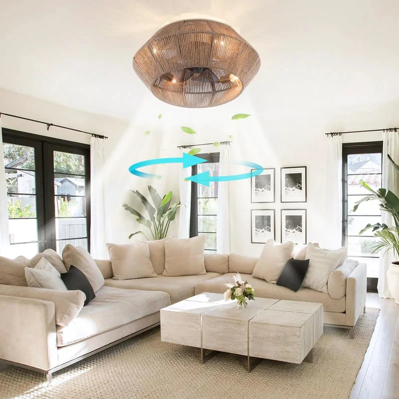 Top Tier Handwoven Rattan Ceiling Fan With Built In Light And Convenient Remote Control Totally Dope For Bedroom Or Living Room Setup Delivers Sweet Breeze Through Five ABS Blades Hidden Under Authentic Woven Twine Shade