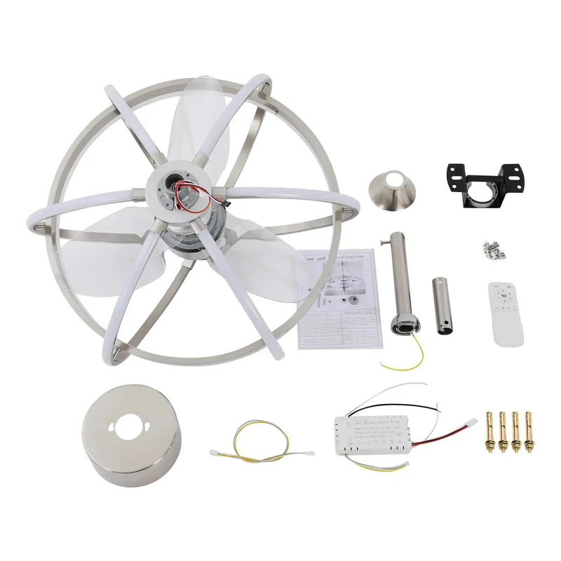 Heavy Duty Ceiling Fan With Integrated Light 6 Speed Whisper Quiet Motor 3 Color Temperature Selection Sturdy Iron And Aluminum Frame Acrylic Blades Sharp Aesthetic Rock Solid Mount Great For Chill Spaces