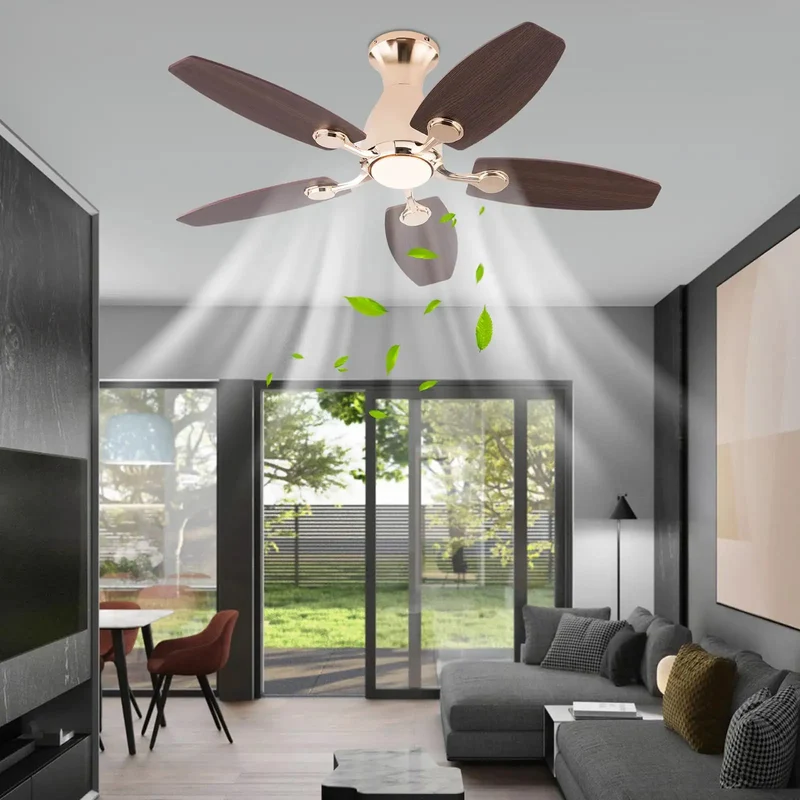 Modern Five Blade Ceiling Fan With Integrated Lighting And Super Convenient Remote Timer Swap Shade Tones On The Fly Top Tier Cooling Power For Chill Vibes Around House