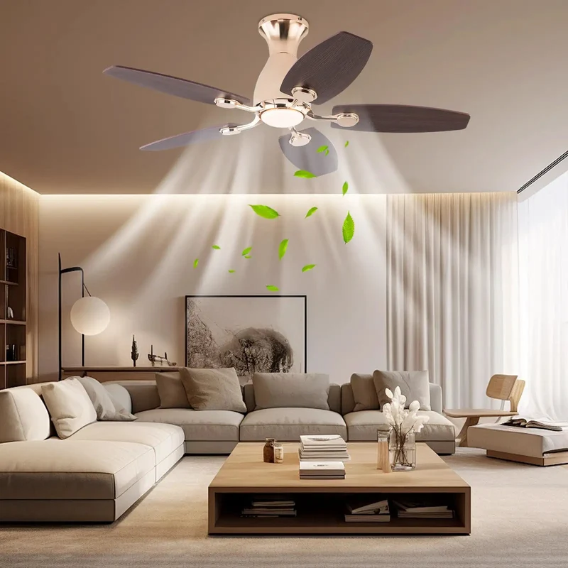 Modern Five Blade Ceiling Fan With Integrated Lighting And Super Convenient Remote Timer Swap Shade Tones On The Fly Top Tier Cooling Power For Chill Vibes Around House