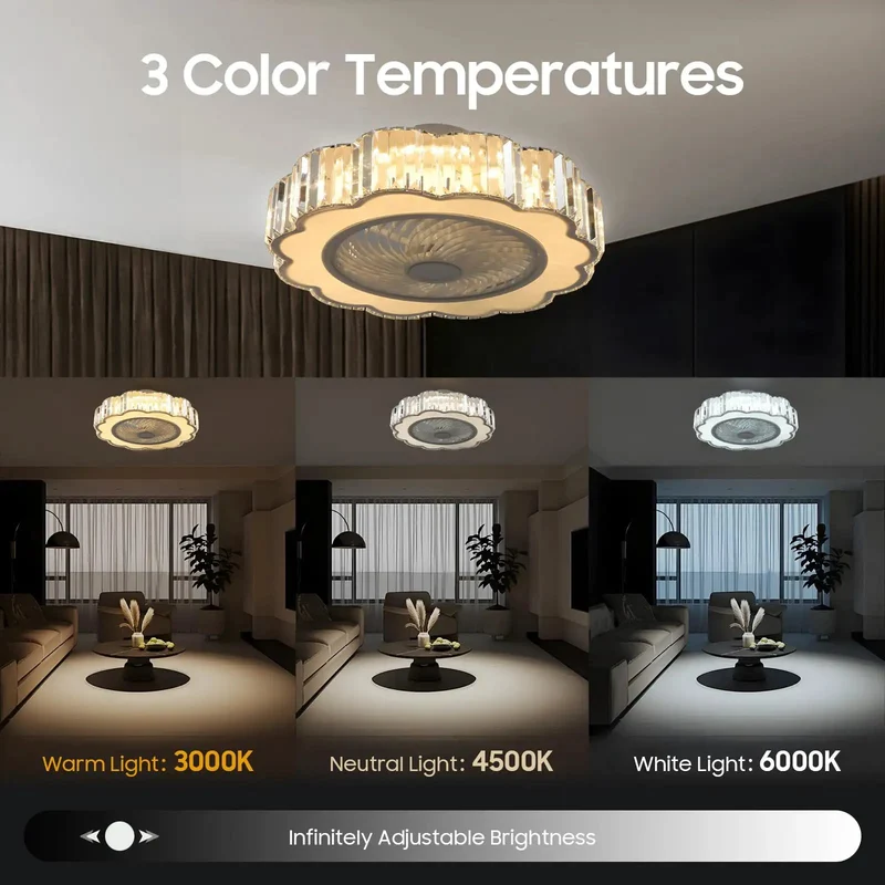 Super Chill 23 Inch Ceiling Fan With Tri Color Remote Dimmable Lighting And Ultra Silent Pure Copper Motor For Bedroom Or Den Wireless Controller Smooth Spin Easy Install No Hassle Design